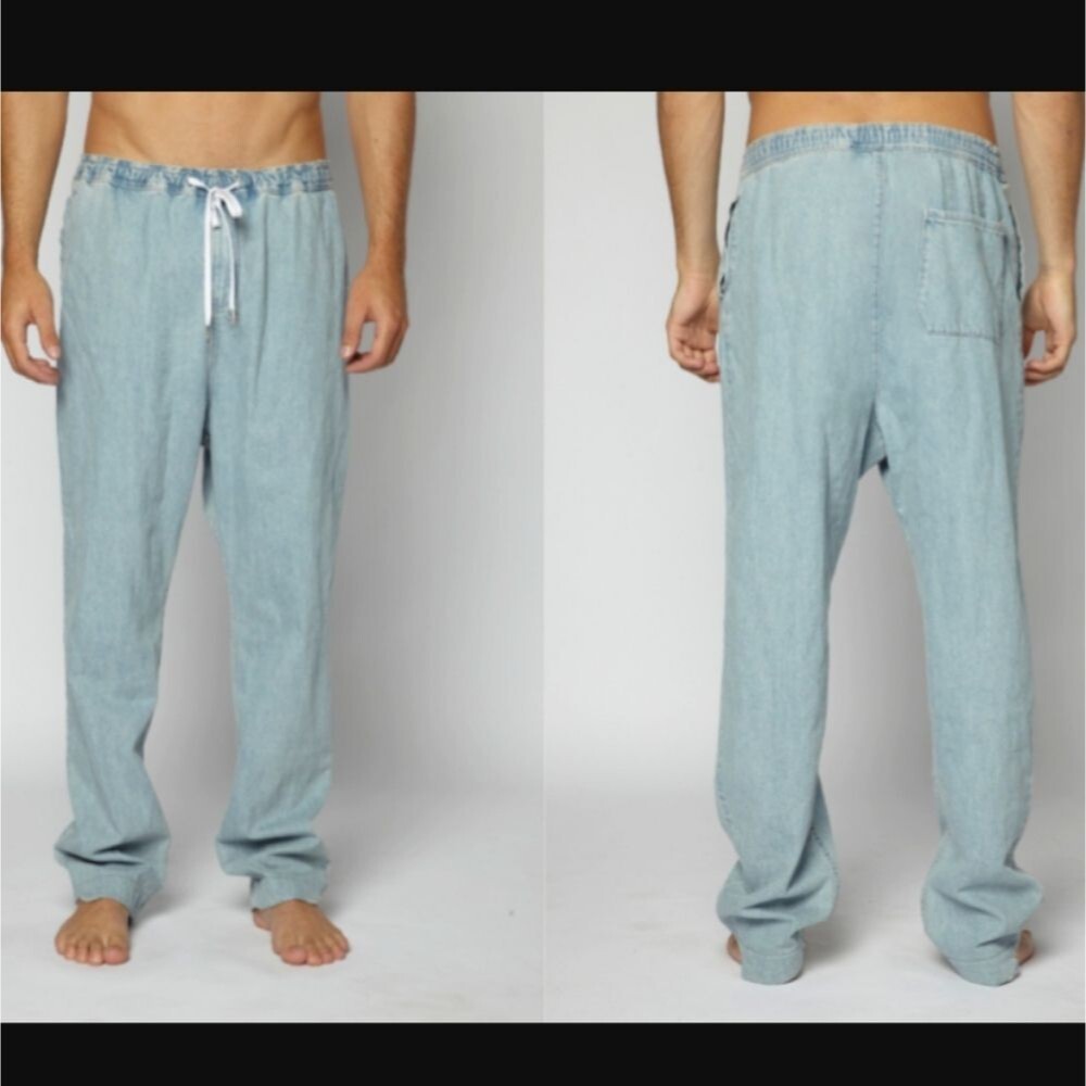 Ksubi Denim Track Pants Elasticated Waistband Drawstring Classic Men Size Small